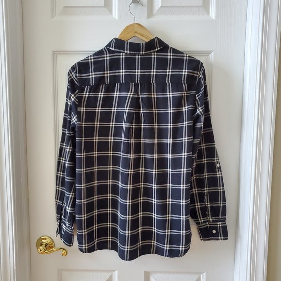Tommy Hilfiger women's black plaid flannel button down size large - Picture 6 of 10